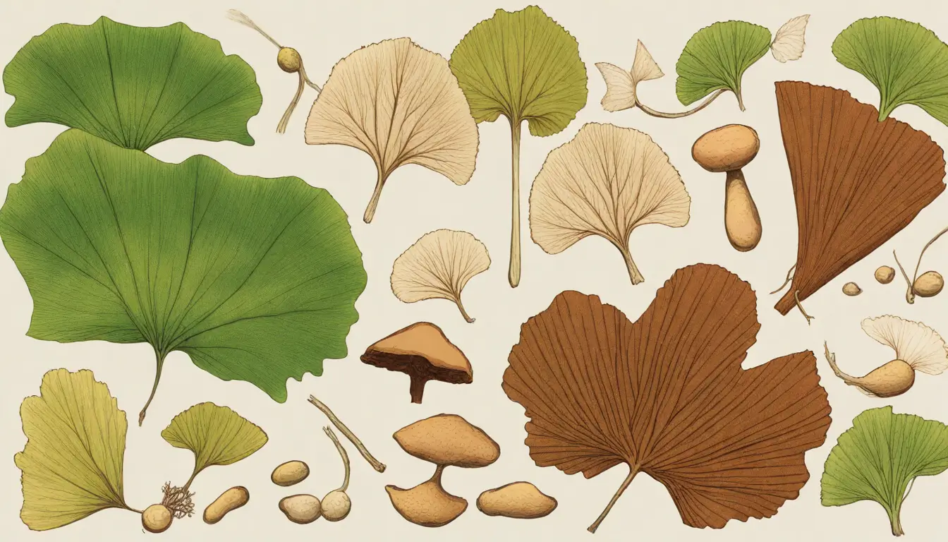 Imagem ilustrando folha de Ginkgo biloba, raiz de Ginseng e grãos de Guaraná para potencializar a saúde, ideal para artigo sobre fitoterapia.